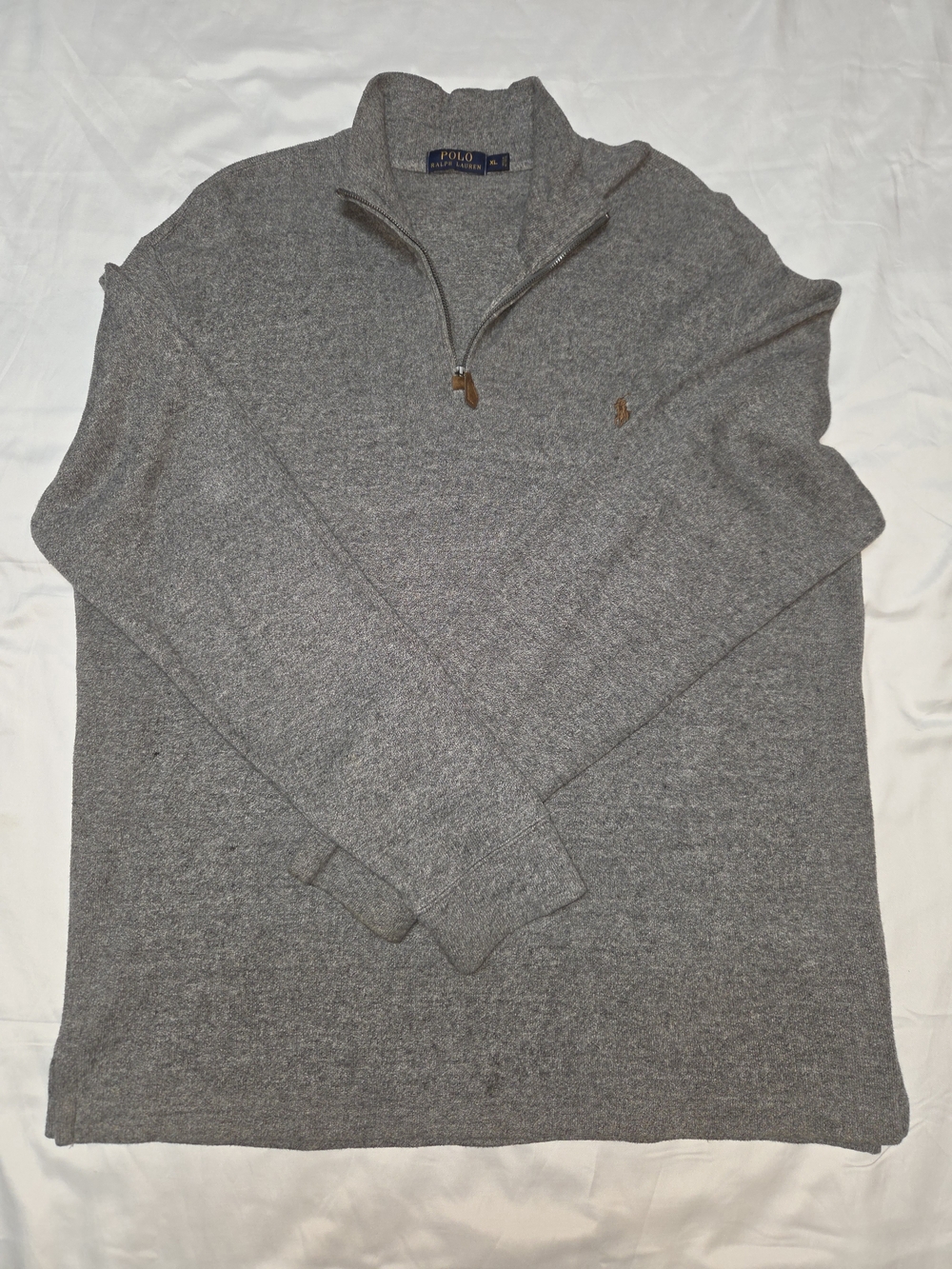 Ralph Lauren Men's Heather Gray Quarter-Zip Sweater